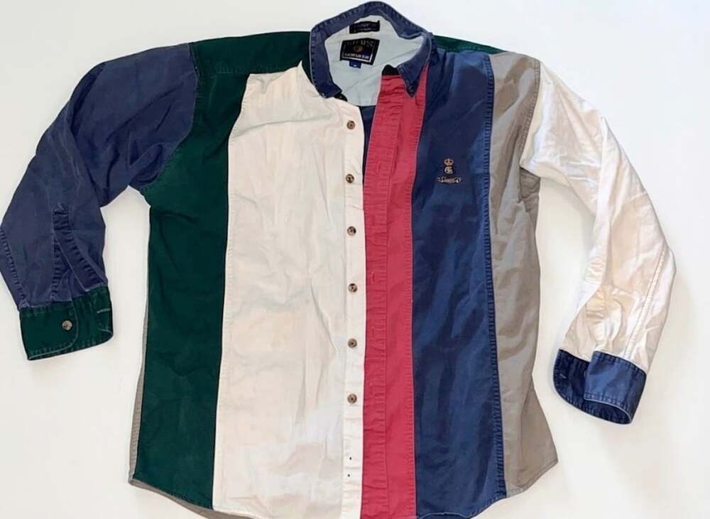 Chaps Ralph Lauren Vintage Colorblock Long Sleeve Button Down Shirt Size M